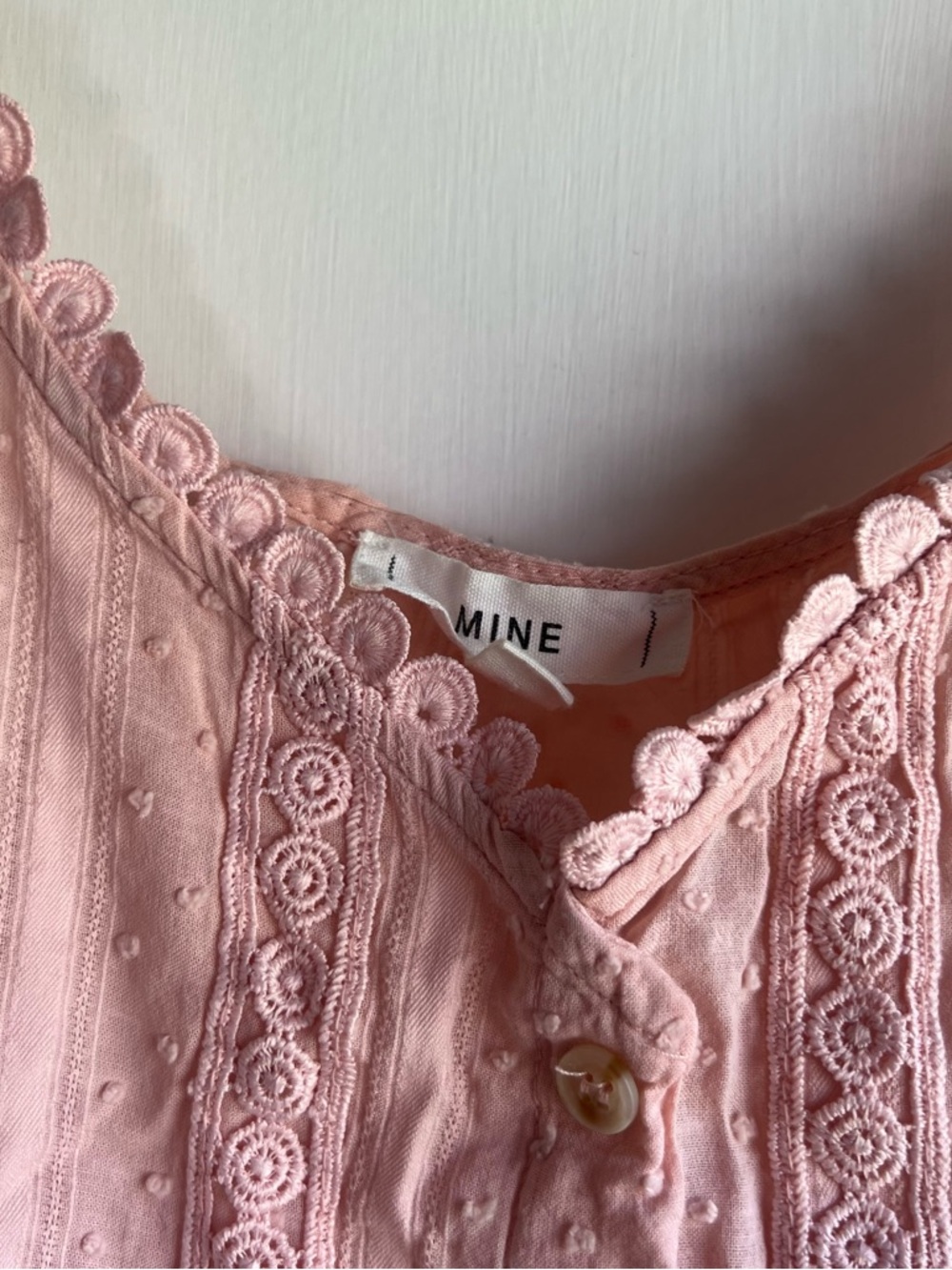 Anthropologie MINE Blush Pink Eyelet Button-Front Cami - Picture 8 of 11